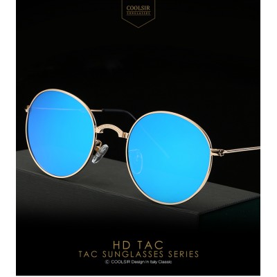 2020 New design good quality vintage round metal sunglasses mirror coating TAC polarized lens